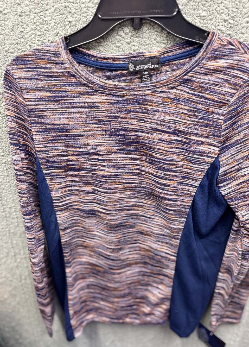 Signature Studio Long Sleeve Space Dye Knit Top Size S